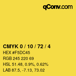 Color code: CMYK 0 / 10 / 72 / 4 | qconv.com