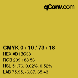 カラーコード: CMYK 0 / 10 / 73 / 18 | qconv.com