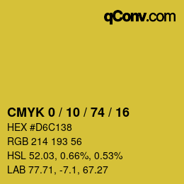 カラーコード: CMYK 0 / 10 / 74 / 16 | qconv.com