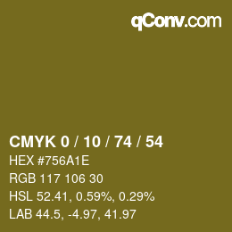 Color code: CMYK 0 / 10 / 74 / 54 | qconv.com