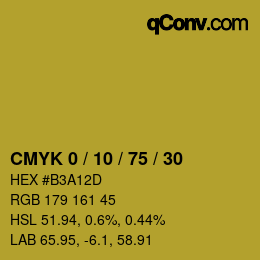 カラーコード: CMYK 0 / 10 / 75 / 30 | qconv.com