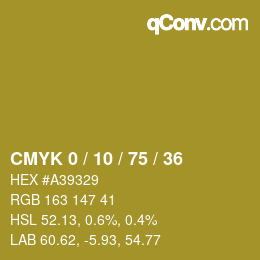 カラーコード: CMYK 0 / 10 / 75 / 36 | qconv.com