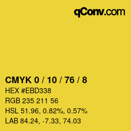 カラーコード: CMYK 0 / 10 / 76 / 8 | qconv.com