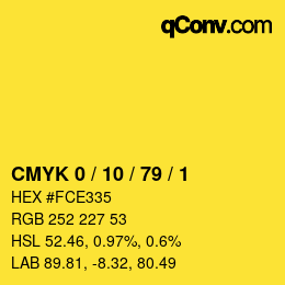 Color code: CMYK 0 / 10 / 79 / 1 | qconv.com