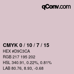 カラーコード: CMYK 0 / 10 / 7 / 15 | qconv.com
