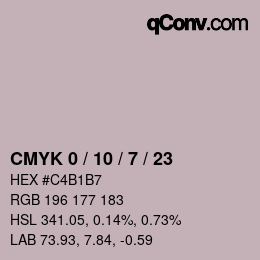 カラーコード: CMYK 0 / 10 / 7 / 23 | qconv.com