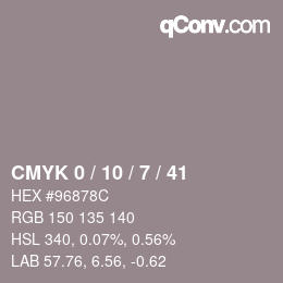 颜色代码: CMYK 0 / 10 / 7 / 41 | qconv.com