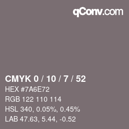 Color code: CMYK 0 / 10 / 7 / 52 | qconv.com
