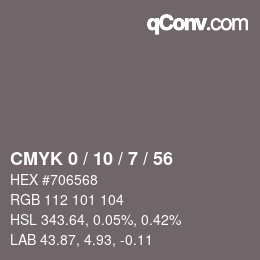 カラーコード: CMYK 0 / 10 / 7 / 56 | qconv.com