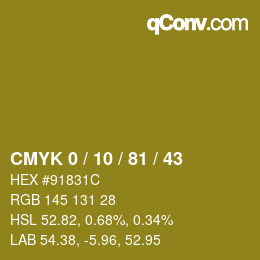 颜色代码: CMYK 0 / 10 / 81 / 43 | qconv.com