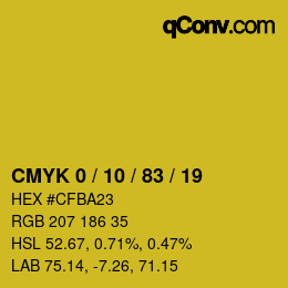 Farbcode: CMYK 0 / 10 / 83 / 19 | qconv.com