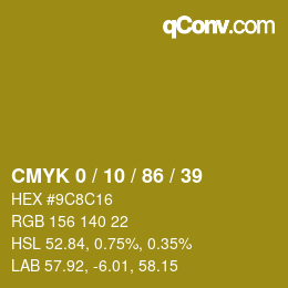 カラーコード: CMYK 0 / 10 / 86 / 39 | qconv.com
