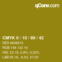 カラーコード: CMYK 0 / 10 / 89 / 42 | qconv.com