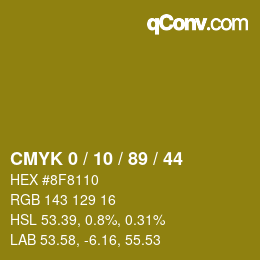 Color code: CMYK 0 / 10 / 89 / 44 | qconv.com