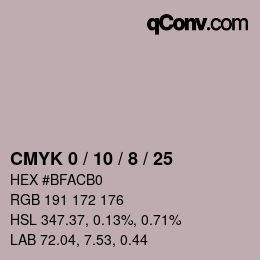 カラーコード: CMYK 0 / 10 / 8 / 25 | qconv.com