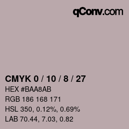 カラーコード: CMYK 0 / 10 / 8 / 27 | qconv.com