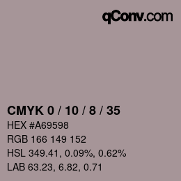 カラーコード: CMYK 0 / 10 / 8 / 35 | qconv.com