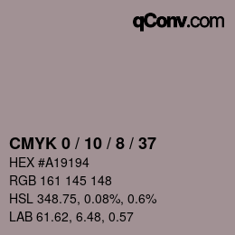Farbcode: CMYK 0 / 10 / 8 / 37 | qconv.com