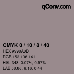 カラーコード: CMYK 0 / 10 / 8 / 40 | qconv.com