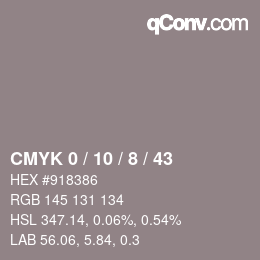 カラーコード: CMYK 0 / 10 / 8 / 43 | qconv.com