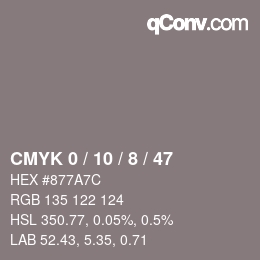 カラーコード: CMYK 0 / 10 / 8 / 47 | qconv.com