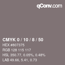 カラーコード: CMYK 0 / 10 / 8 / 50 | qconv.com