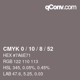 カラーコード: CMYK 0 / 10 / 8 / 52 | qconv.com