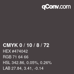 カラーコード: CMYK 0 / 10 / 8 / 72 | qconv.com