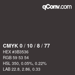 カラーコード: CMYK 0 / 10 / 8 / 77 | qconv.com