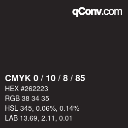 カラーコード: CMYK 0 / 10 / 8 / 85 | qconv.com