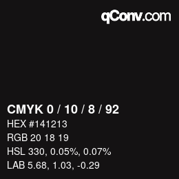 カラーコード: CMYK 0 / 10 / 8 / 92 | qconv.com