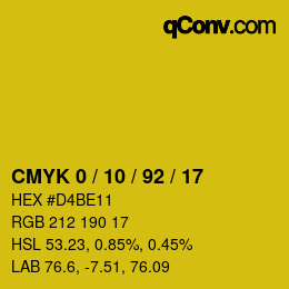 Color code: CMYK 0 / 10 / 92 / 17 | qconv.com
