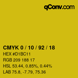 カラーコード: CMYK 0 / 10 / 92 / 18 | qconv.com