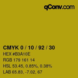カラーコード: CMYK 0 / 10 / 92 / 30 | qconv.com