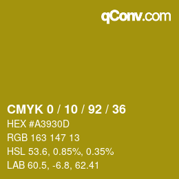 颜色代码: CMYK 0 / 10 / 92 / 36 | qconv.com