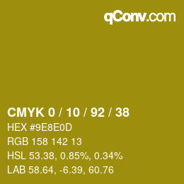 カラーコード: CMYK 0 / 10 / 92 / 38 | qconv.com
