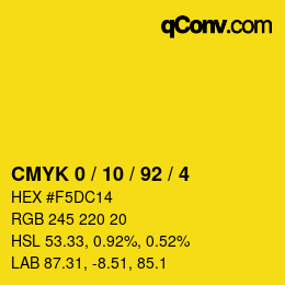Color code: CMYK 0 / 10 / 92 / 4 | qconv.com