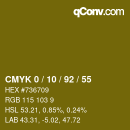 カラーコード: CMYK 0 / 10 / 92 / 55 | qconv.com