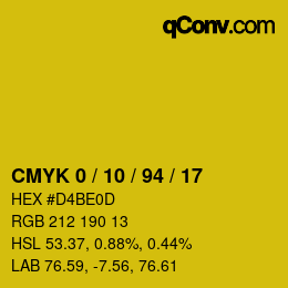 颜色代码: CMYK 0 / 10 / 94 / 17 | qconv.com