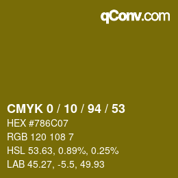 Color code: CMYK 0 / 10 / 94 / 53 | qconv.com