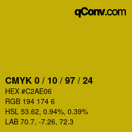 颜色代码: CMYK 0 / 10 / 97 / 24 | qconv.com