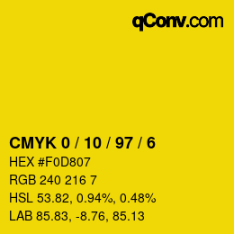 カラーコード: CMYK 0 / 10 / 97 / 6 | qconv.com