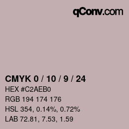 颜色代码: CMYK 0 / 10 / 9 / 24 | qconv.com