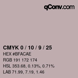 颜色代码: CMYK 0 / 10 / 9 / 25 | qconv.com
