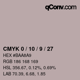 カラーコード: CMYK 0 / 10 / 9 / 27 | qconv.com