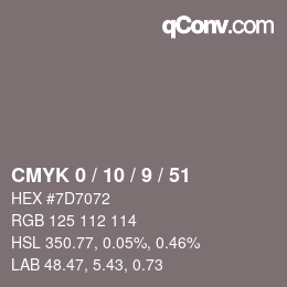 Color code: CMYK 0 / 10 / 9 / 51 | qconv.com