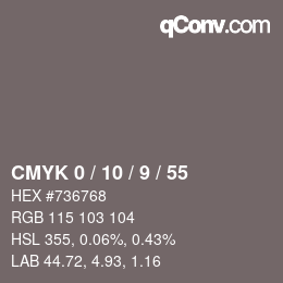 颜色代码: CMYK 0 / 10 / 9 / 55 | qconv.com