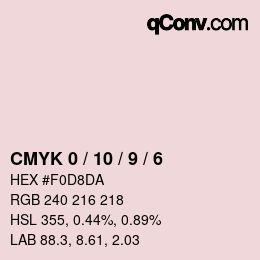 カラーコード: CMYK 0 / 10 / 9 / 6 | qconv.com