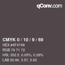 Color code: CMYK 0 / 10 / 9 / 69 | qconv.com