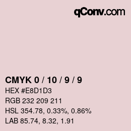 カラーコード: CMYK 0 / 10 / 9 / 9 | qconv.com